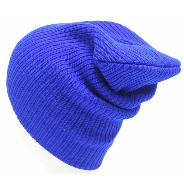 ROYAL BLUE MENS LADIES KNITTED WOOLLY WINTER SLOUCH BEANIE HAT CAP ONE SIZE SKATEBOARD